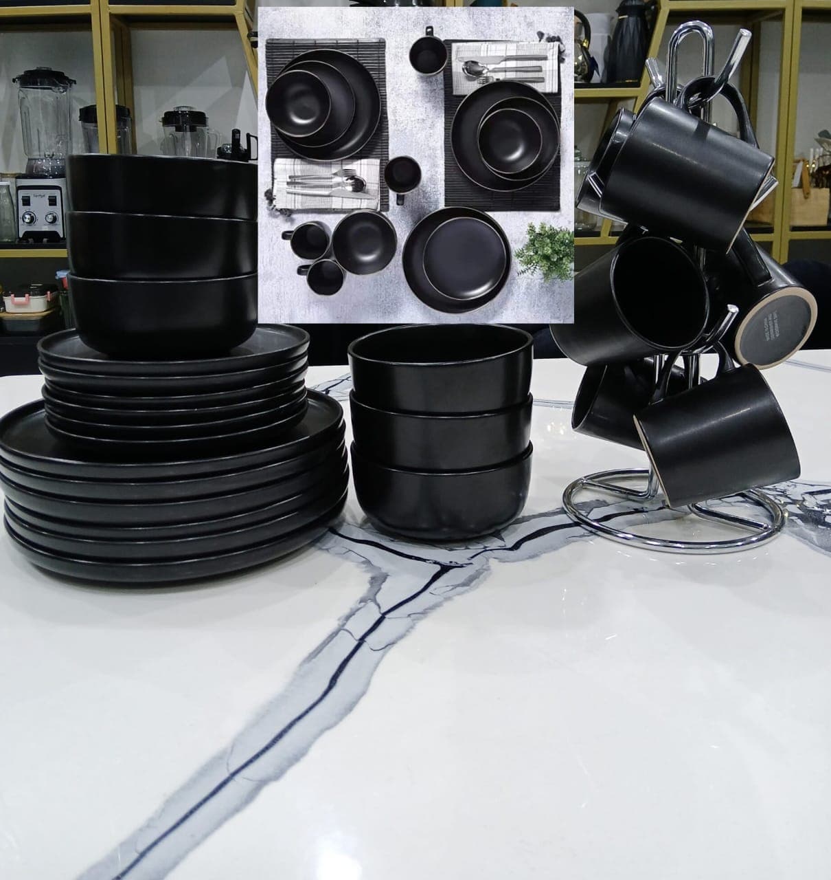 All black dinner set